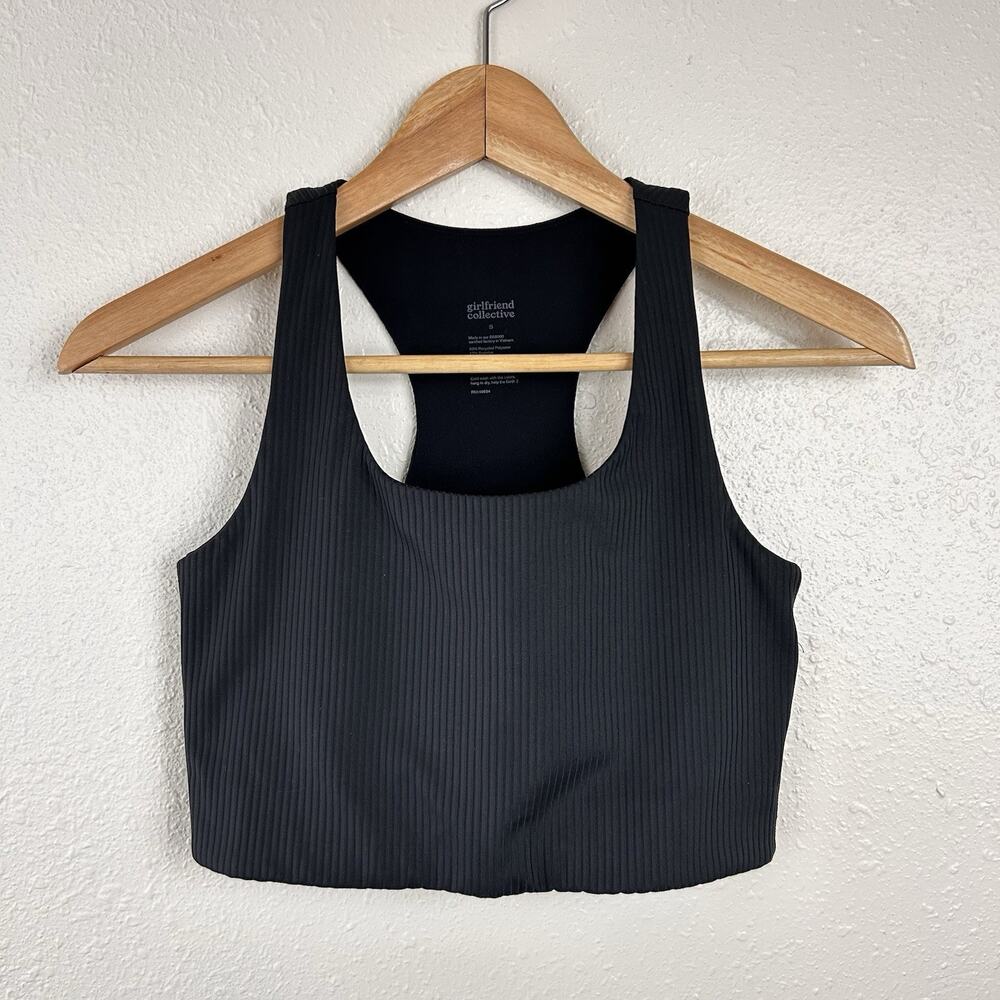 Girlfriend Collective Sports Bra Womens Small Black Paloma Racerback Gym Yoga